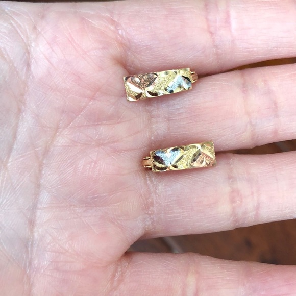 14K Solid Gold Diamond Cut Tri-color Earrings